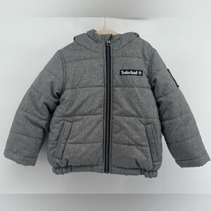 Timberland Fleece Lined Full Zip Hooded Puffer Jacket Boys Size 2T Grey